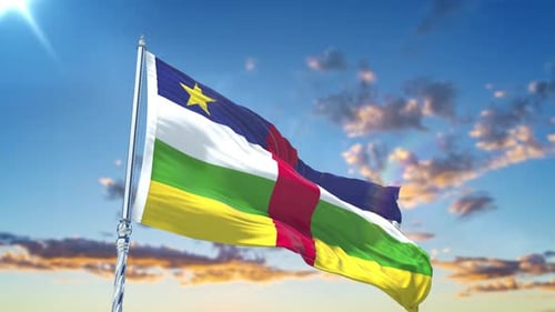Central African Republic Flag Waving in the Sky