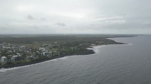 Coastal Landscape In Bundaberg, Queensland, Australia - aerial drone shot