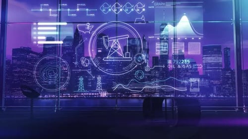 Hologram Infographics on the Theme of the Oil Industry