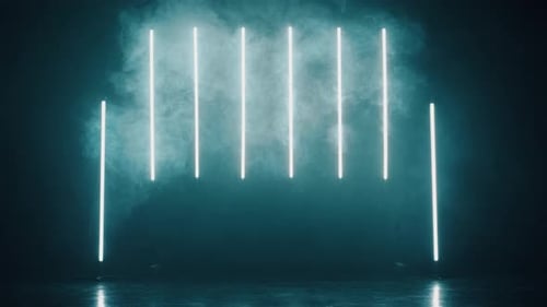 Colored Neon Light with Smoke