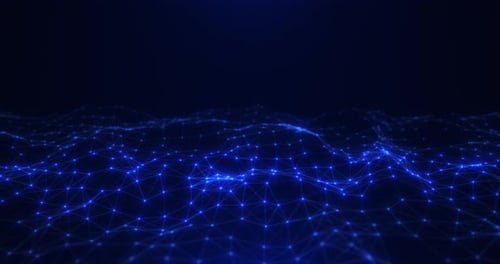 Digital plexus waves with a slight movement. Animation of triangles, lines and points