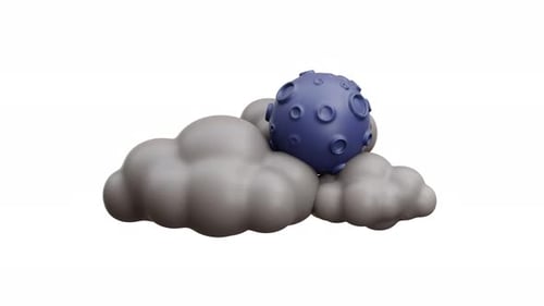 3D Animation Moon With Clouds