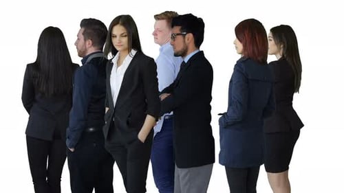Group of Diverse Business People Standing Together Facing Camera