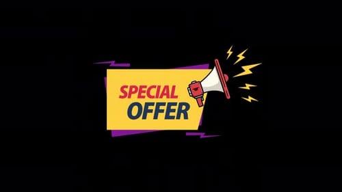 Animated Special Offer Tag with Megaphone