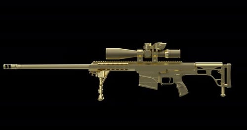 Tactical Rifle 3D Rotation On Alpha – Seamless Loop