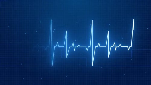 Digital Neon Heartbeat ECG Line Loop Background