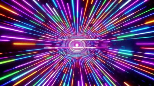 Colorful Neon Light Speed Hyper Tunnel Motion Background