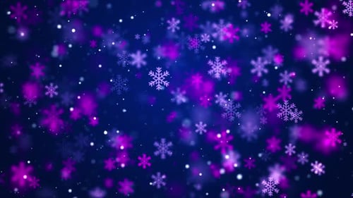 Abstract Glowing Winter Snowflakes Falling Background