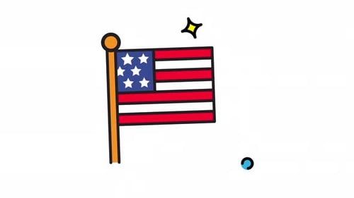 Animated Made in uk a American flag on a pole.