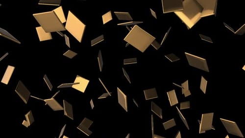 Falling Golden Geometric Tiles Abstract Background Loop