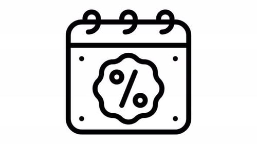 Animated Flat Design Calendar Icon with Percent and Number