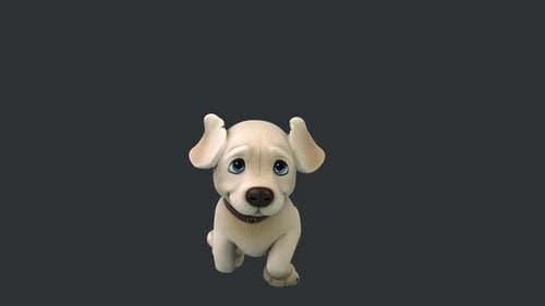 Fun 3D cartoon white Labrador retriever (with alpha channel included)