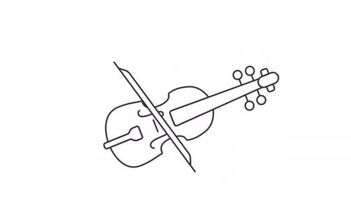 Flat Design Line Art Animation of Violin Playing