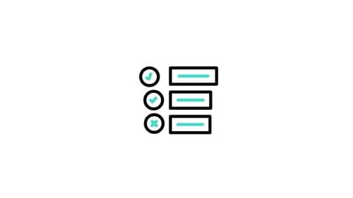 Animated Line Art Checklist with Green Checkmarks and Red Cross