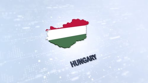 Animated Hungary Map with Flag and Country Name