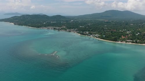 Idyllic Coastal View with Sandy Beach and Green Surroundings Ko Samui Thailand