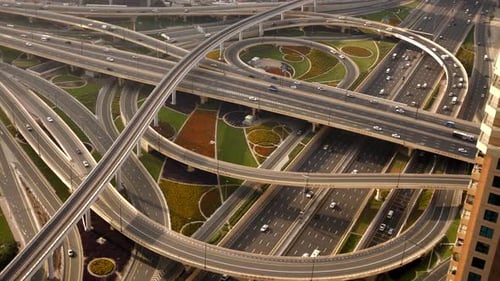 Cars Driving on Busy Hectic Urban City Road at Rush Hour Traffic