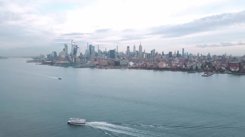 New York City Manhattan Skyline From New Jersey Manhattan Over the Hudson River NYC Cityscape Aerial