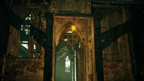 Ancient Monastery Doorway Illuminated