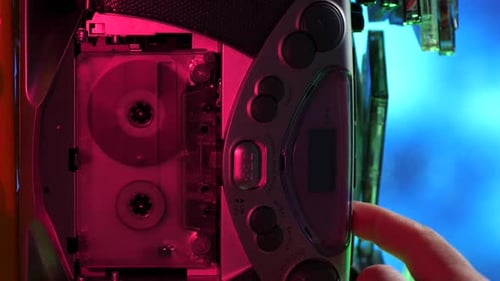 Hand Inserting Cassette into a Retro Tape Player
