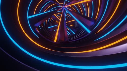 VJ Loop HD Hintergrund mit leuchtender spiralförmiger Belüftung in Orange und Blau