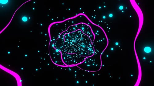 Cyan And Pink Astract Flying Glowing Balls Background Vj Loop In HD