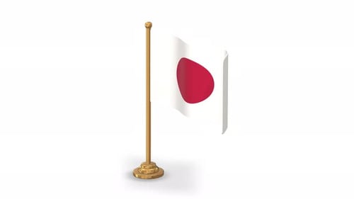Japan Minimal 3D Flag Waving Perspective View Loop Transparent