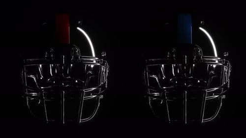 Red and Blue Football Helmets with Glowing Outline Animation
