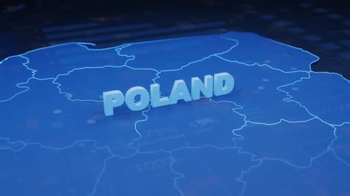Digital Map of Poland with Animated Glowing Border