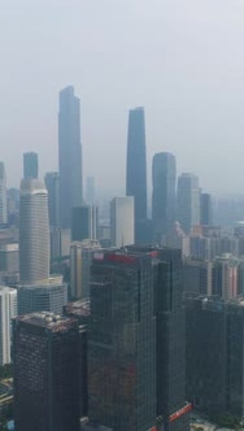 Guangzhou City Skyline Guangdong China Aerial Drone View Vertical Video
