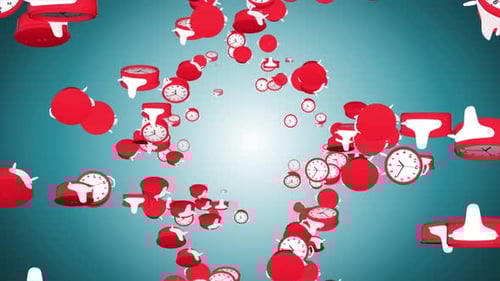 Digital de relojes que caen sobre gris