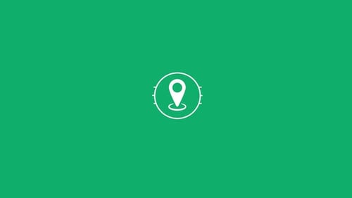 Flat Design Location Pin Icon with Circuit Network Reveal Animation