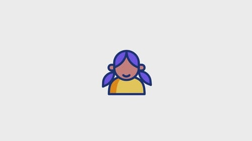 Animated Flat Design Girl Avatar Icon Reveal