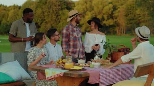 Friends Enjoying a Picnic on a Summer Day