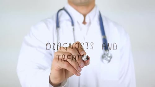 Doctor Writes Diagnosis and Treatment On Glass