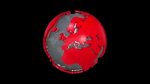 Red Segmented Globe World Map Spinning Animation