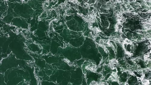 Aerial View of Deep Green Ocean Swirling
