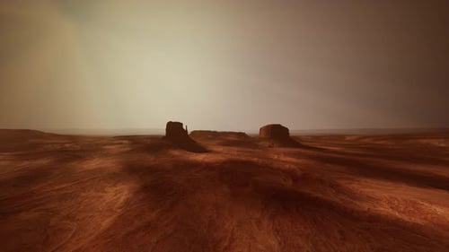 Two Rocks in the Desert Captured From an Aerial Perspective