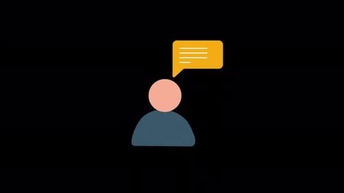 Flat Design Person Icon Thinking with Thought Bubble