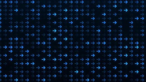 4K Animation mit blauen Neonpfeilen — Leuchtender futuristischer digitaler Richtungshintergrund