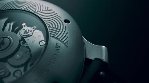 Macro Shot of a Luxury Mechanical Watch with Visible Inner Components
