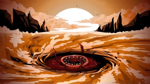 Charybdis creating a massive whirlpool in the sea in Greek mythology