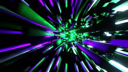 Space Detailed Sci Fi Tunnel Purple With Green Lights Vj Loop Background Tunnel