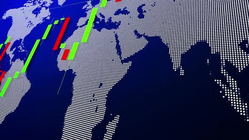 Global Financial Trends Displayed Through Market Data and Candlestick Charting