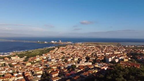 Sweeping Aerial Drone Footage Capturing the Full Panorama of Sant Antioco SMA