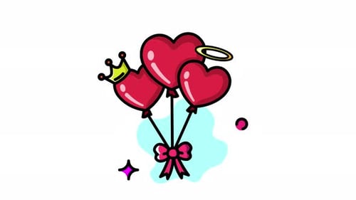 Animated Three Heart Balloons: A Lovely Valentine's Day Illustration