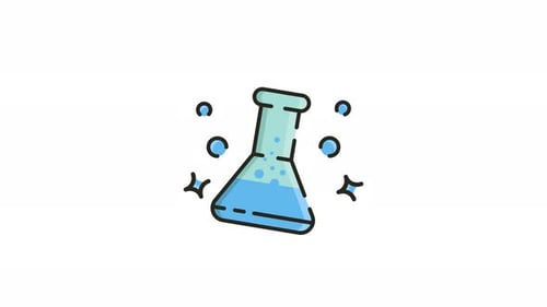 Animated Flat Design Science Flask Bubbling Icon