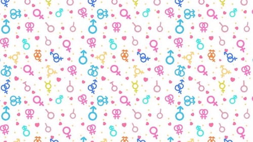 Animated Colorful Gender Diversity Icons Seamless Pattern