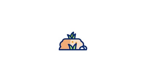 Animated Rock and Grass Icon in Flat Design Style