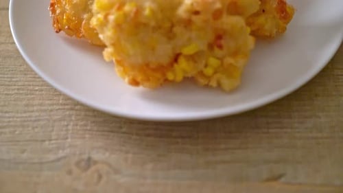 deep fried corn with sauce - vegan and vegetarian food style